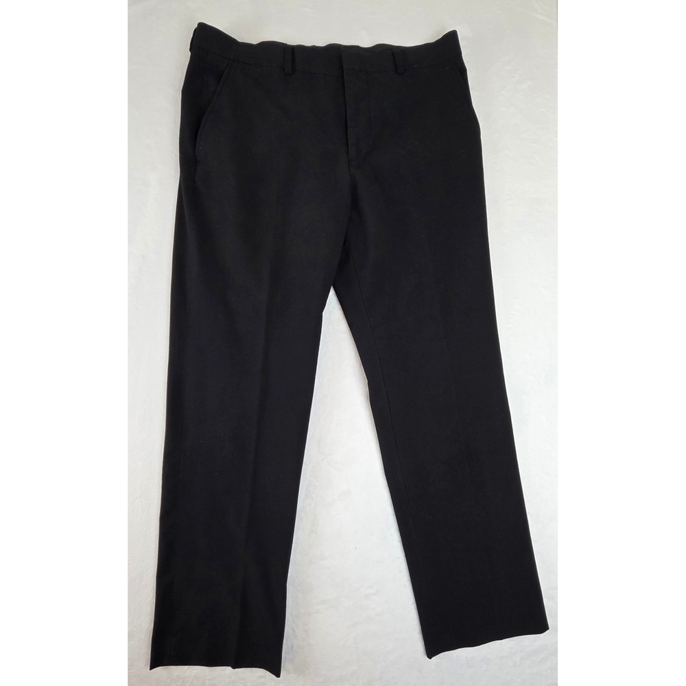 J. Ferrar Dress Pants Mens 34x30 Black JF Slim Fit Flat Front Stretch 34IN30